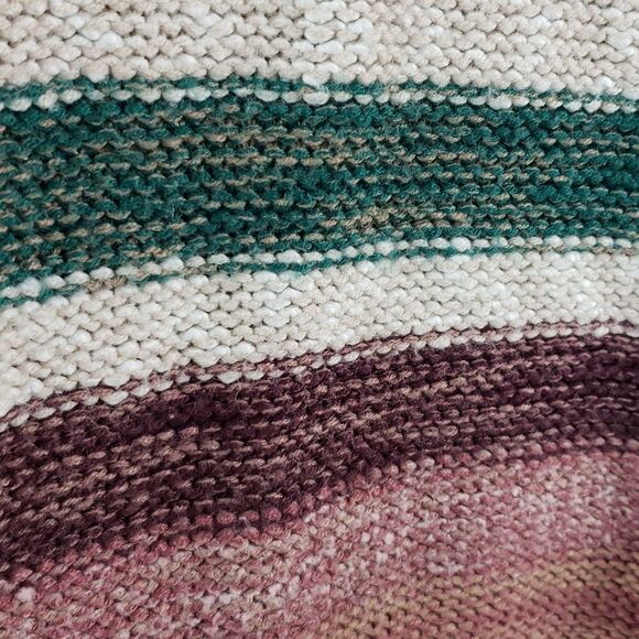 Melrose And Market Women's XXS Beige Red Green Striped Oversized Sweater - Picture 5 of 10